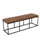Homepop Draper Large Light Brown Faux Leather Decorative Bench w/ Button Tufting