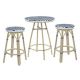 Furniture of America Urselle Natural Tone 3-Piece Wicker Outdoor Bistro Set in Navy and White