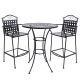 Sunnydaze Decor Black 3-pc Scrolling Wrought Iron Outdoor Bar Chair and Table Set
