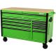 International 52 in. W x 24.5 in. D 10-Drawer Green Mobile Workbench w/ Solid Wood Top
