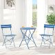 JOYESERY Blue 3-Piece All-Steel Frame Weather-Resistant Chairs Patio Bistro Set w/ Table for Garden, Balcony and Deck