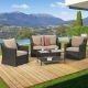 JOYESERY 4-Pieces PE Rattan Wicker Conversation Sofa Sets with Sand Cushions