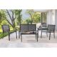 JOYESERY Textilene Black 4-Piece Patio Furniture Chair Sets with Loveseat and Coffee Table in Miami Black