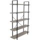 Sunnydaze Decor 70-inch Oak Gray Industrial Style 5-Tier Bookshelf w/ Wood Veneer Shelves