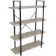 Sunnydaze Decor 55-inch Oak Gray Industrial Style 4-Tier Bookshelf w/ Wood Veneer Shelves