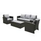 5-Piece Wicker Patio Conversation Set with Gray Cushion