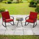 JOYESERY 3-pc Patio Bistro Set Steel Frame Rocking Chair With Sponge Red Cushions