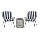 3-Piece Wicker Outdoor Bistro Set Outdoor Rattan Seating Group with Cushions in Navy Stripe JSY-CYW1-3627
