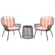 Messina Gray 3-Piece Wicker Outdoor Bistro Set with Blush Cushion
