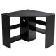 Costway 48-in. Corner Black Computer Desk Triangle Writing Workstation with Storage Shelf