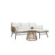Natalie 6-Piece Hand-Woven Wicker Patio Conversation Sectional Seating Set with Beige Cushions and Coffee Table