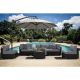 7-Piece Wicker Patio Conversation Set with Gray Cushions and Pillows, also Rain Resistant Sofa Cover