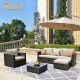King 6-Piece Big Size Wicker Outdoor Patio Conversation Seating Set w/ Sunbrella Beige Cushions