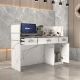 47.2 in. L Rectangle Marble Wood Computer Gaming Desk Reception Desk Executive Writing Workstation with Drawers, Cabinet