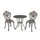 Bronze Frame 3-Piece Cast Aluminum Round Table with Umbrella Hole Bar Height Outdoor Bistro Set KH-HS26CT-BR
