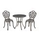 Bronze Frame 3-Piece Cast Aluminum Round Table with Umbrella Hole Bar Height Outdoor Bistro Set KH-HS30CT-BR