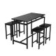 21 Saviq 5-Piece Rectangle Wood Top Black Bar Table Set with 4 Stools