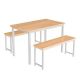 21 Saviq 3-Piece Rectangle Wood Oak Bar Table Set with 2 Benches