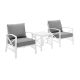 Crosley Kaplan White 3 pc Metal Patio Conversation Set w/ Grey Cushions