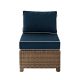 Crosley Bradenton Wicker Corner Outdoor Sectional Chair w/ Navy Cushions - KO70017WB-NV