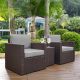 Crosley Palm Harbor 3-pc Outdoor Wicker Conversation Set w/ Grey Cushions 2 Arm Chairs and Side Table