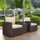 Crosley Palm Harbor 3-pc Wicker Outdoor Conversation Set w/ Sand Cushions