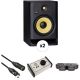 KRK G4 ROKIT 8 Active Studio Monitor Kit w/ Passive Monitor Controller, Cables, and IsoAcoustics ISO-PUCK Mini Pads
