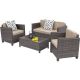4-pc PE Rattan Wicker Outdoor Patio Furniture Set in Grey