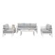 SUNVIVI White 6-Piece Aluminum Patio Conversation Set with Light Grey Cushions