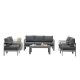 Grey 6-pc Aluminum Patio Conversation Set with Dark Grey Cushions