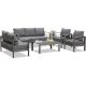 SUNVIVI Grey 5-Piece Aluminum Patio Conversation Set with Dark Grey Cushions