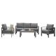 Grey 4-pc Aluminum Patio Conversation Set with Dark Grey Cushions