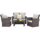 4-pc PE Rattan Wicker Outdoor Patio Furniture Set in Grey - KX-N12GR