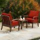 Royal Garden Bridgeport 3-pc Metal Patio Conversation Set with Red Cushions