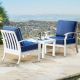 Royal Garden Bridgeport White 3-pc Aluminum Patio Seating Set with Blue Cushions