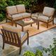 Royal Garden Bridgeport 4 pc Metal Patio Conversation Set w/ Tan Cushions