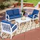 Royal Garden Bridgeport 4-pc Metal Patio Conversation Set w/ Blue Cushions