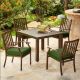 Royal Garden Bridgeport 5-Piece Metal Stationary Outdoor Dining Set with Green Cushions
