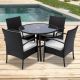 LAUREL CANYON Brown 5-Pieces Synthetic Wicker Patio Dining Set with Beige Cushions and 40-in. Outdoor Dining Table