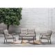 LAUREL CANYON 4-Piece Steel Outdoor Patio Conversation Seating Set w/ Light Grey Cushions