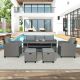 6-Piece Wicker Patio Conversation Set with Gray Cushions LDP000236A