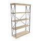 LITTON LANE 48-inch L x 17-inch W x 72-inch H Matte Black/Natural Brown Metal 5-Shelf Etagere Bookcase