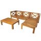 Absel 5-Piece Wood Outdoor Sectional Set w/ Blue Cushions