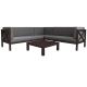 Dark Brown Wood Outdoor Sectional Set w/ Gray Cushions