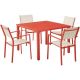 MOD Luna 5-pc Aluminum Modern Outdoor Dining Set with All-Weather 4 Dining Chairs and 41-in Square Slat Table