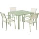 MOD Luna 5-pc Aluminum Modern Outdoor Dining Set with All-Weather 4 Dining Chairs and 41-in Square Slat Table - LUNADN5PCSL-MT