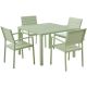 MOD Luna 5-pc Aluminum Modern Outdoor Dining Set with All-Weather 4 Slat Dining Chairs and 41-in Square Slat Table - LUNADN5PCST-MT