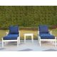 luxeo Aspen 5-Piece Set Off-White HDPE Deep Seating Chairs with Navy Polyester Cushions, Ottomans and End Table