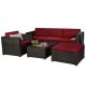 Charmain Dark Gray 6-Piece Wicker Patio Conversation Set with Red Cushions