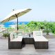 Harper & Bright Designs Black 5-Pieces Wicker Outdoor Sectional Set w/ Beige Cushions